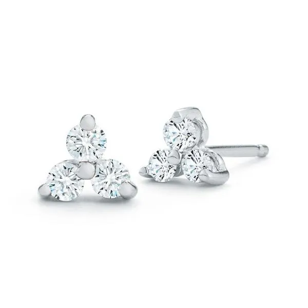 14k White Gold & Diamond Triangle Stud Earrings Wallach Jewelry Designs Larchmont, NY
