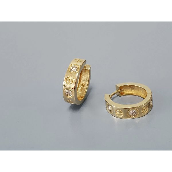 14k Yellow Gold Huggie Earrings w/Diamonds Wallach Jewelry Designs Larchmont, NY