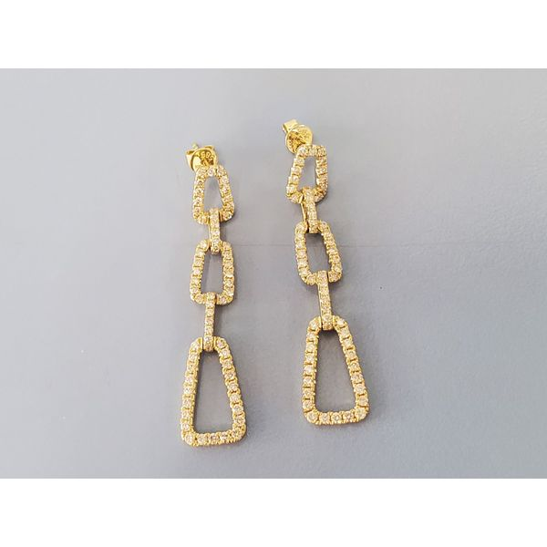 14k Yellow Gold & Diamond Drop Earrings Wallach Jewelry Designs Larchmont, NY