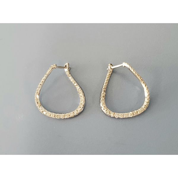 14k White Gold & Diamond Hoop-Style Earrings Wallach Jewelry Designs Larchmont, NY