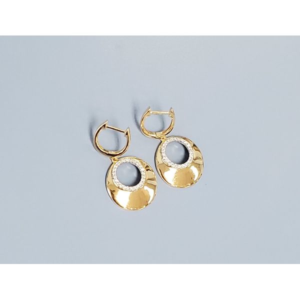 14k Yellow Gold & Diamond Drop Earrings Wallach Jewelry Designs Larchmont, NY