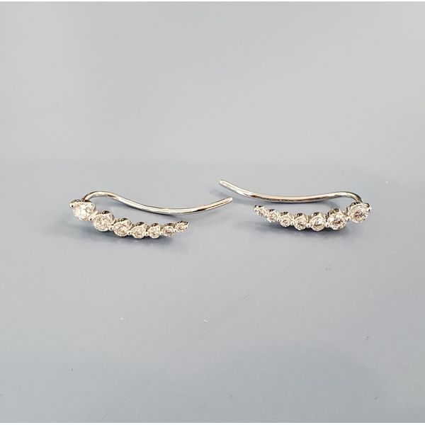 14k White Gold & Diamond Ear Climbers Earrings Image 3 Wallach Jewelry Designs Larchmont, NY