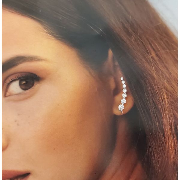 14k White Gold & Diamond Ear Climbers Earrings Wallach Jewelry Designs Larchmont, NY