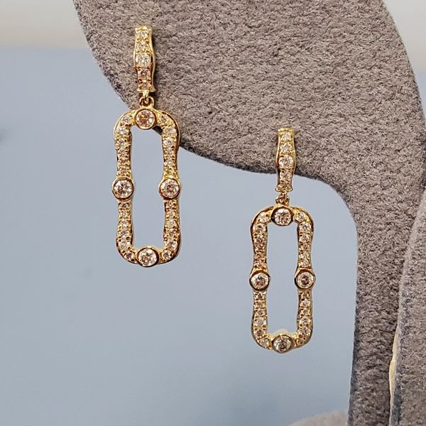 14k Yellow Gold Open Oval Drop Earrings w/Diamonds Wallach Jewelry Designs Larchmont, NY