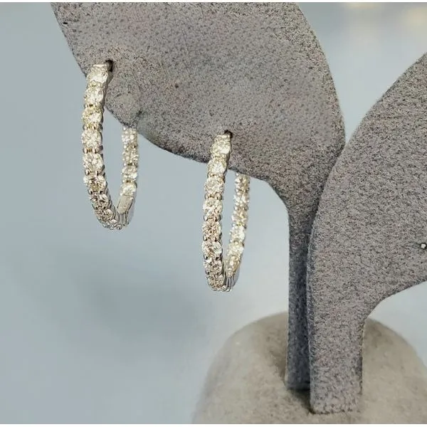 14k White Gold In/Out Diamond Hoop Earrings Wallach Jewelry Designs Larchmont, NY
