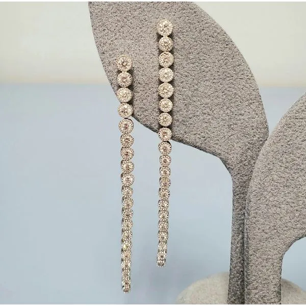 14k White Gold Diamond Line Earrings Wallach Jewelry Designs Larchmont, NY