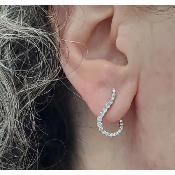 14k White Gold Diamond Swirl Earrings Image 2 Wallach Jewelry Designs Larchmont, NY