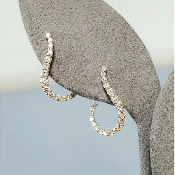 14k White Gold Diamond Swirl Earrings Wallach Jewelry Designs Larchmont, NY