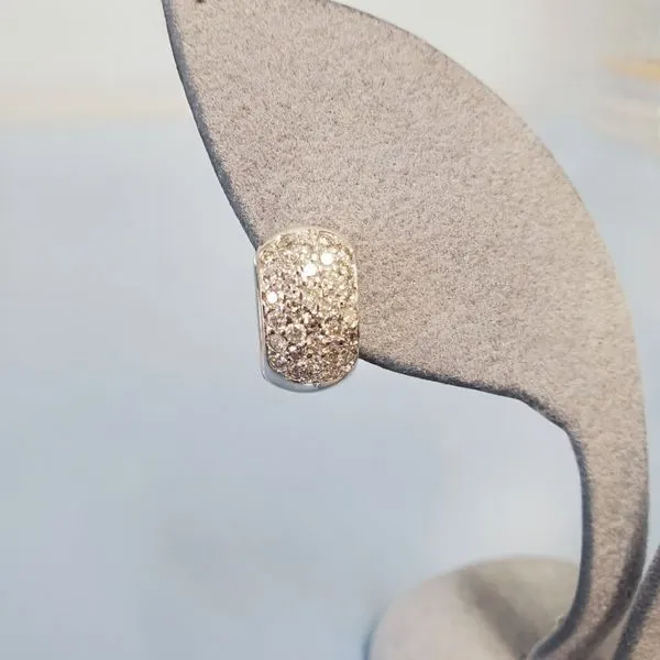14k White Gold Pave Diamond Huggie - HALF PAIR Wallach Jewelry Designs Larchmont, NY