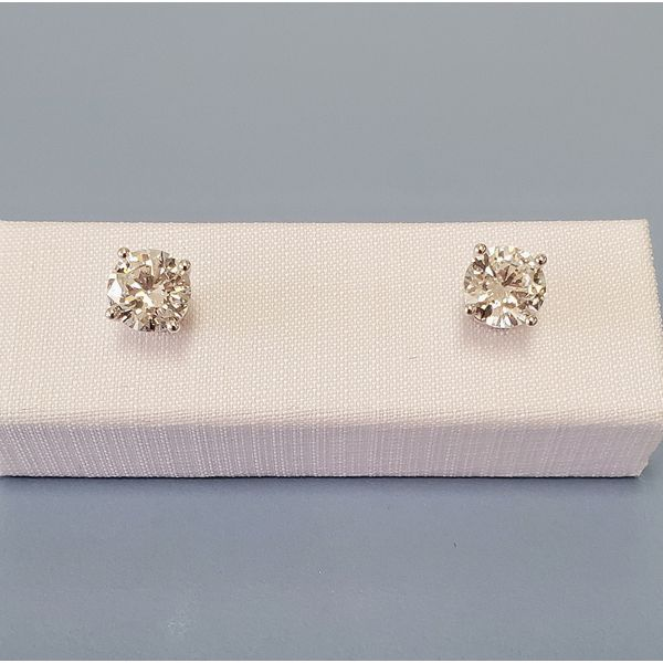 14k White Gold Basket Set Lab Grown Diamond Stud Earrings, 2.11ctw Wallach Jewelry Designs Larchmont, NY