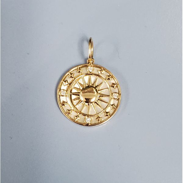 Sundial Pendant/Charm w/Mother of Pearl & Diamonds Wallach Jewelry Designs Larchmont, NY