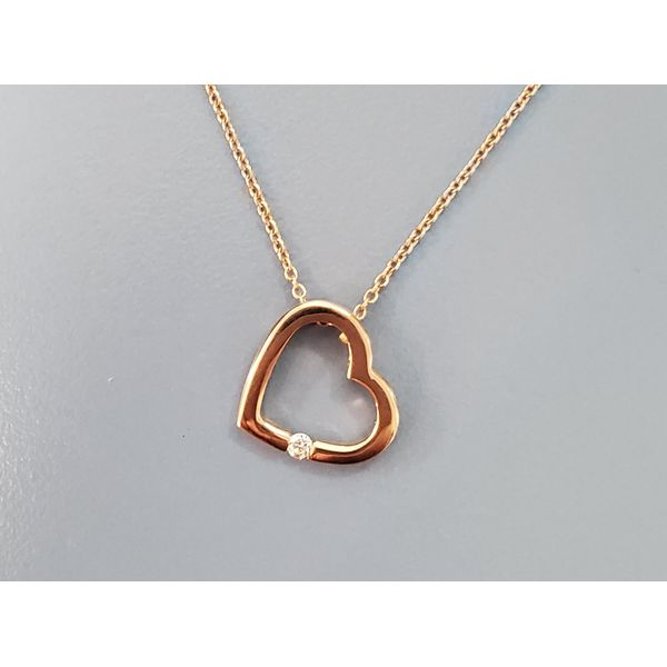 14k Rose Gold Open Heart Pendant w/Diamond Wallach Jewelry Designs Larchmont, NY