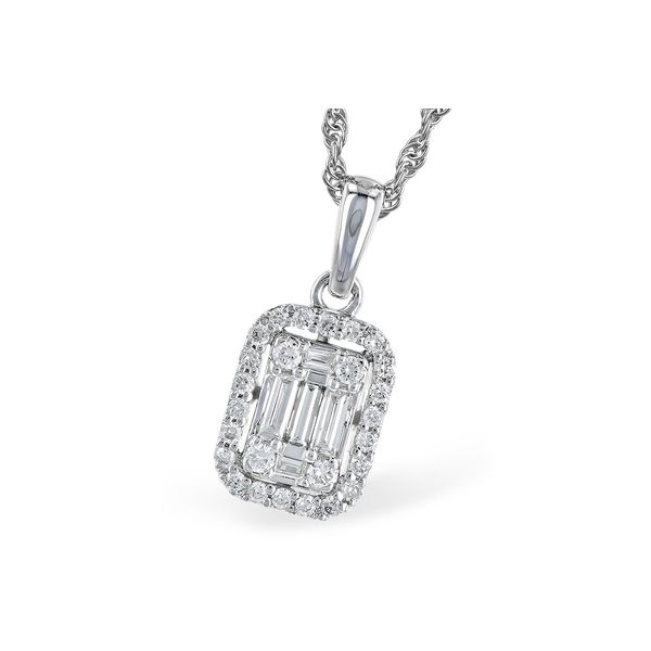 14k White Gold Diamond Cluster Pendant Necklace Wallach Jewelry Designs Larchmont, NY
