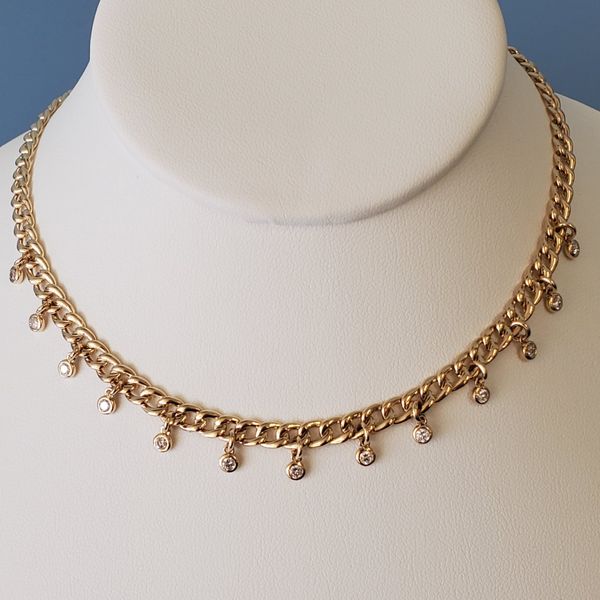 14k Yellow Gold Necklace w/Diamond Dangles Wallach Jewelry Designs Larchmont, NY