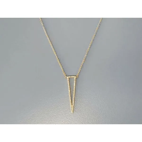 14k Yellow Gold & Diamond Open Triangle Pendant Necklace Wallach Jewelry Designs Larchmont, NY