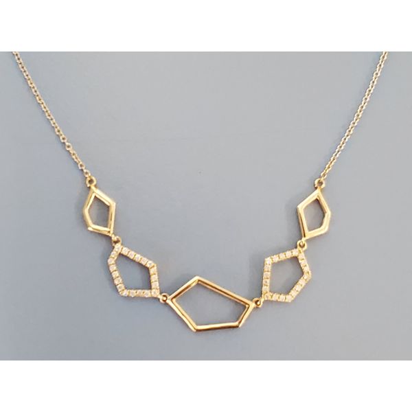 14k Yellow Gold & Diamond Geometric Shapes Necklace Wallach Jewelry Designs Larchmont, NY