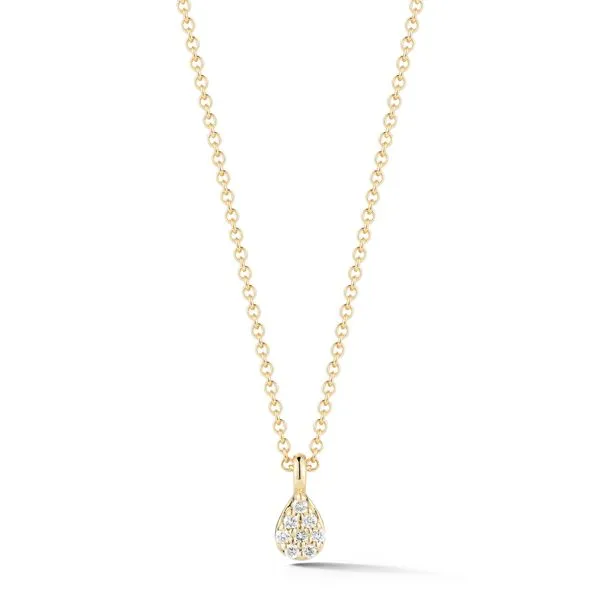 14k Yellow Gold & Diamond Teardrop Pendant Necklace Wallach Jewelry Designs Larchmont, NY