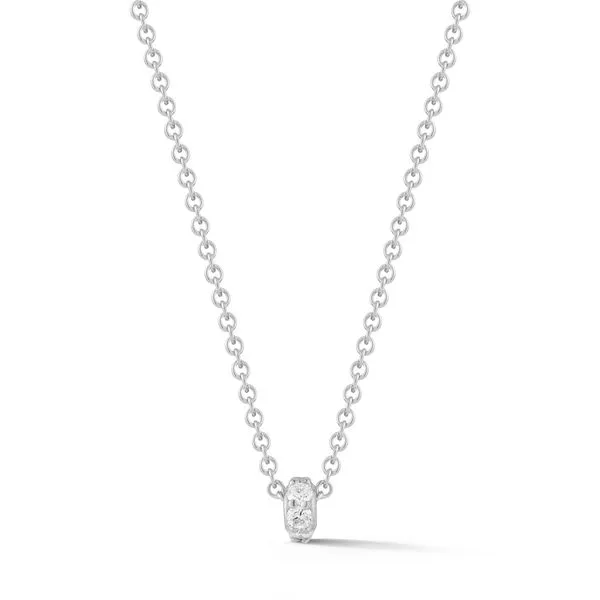14k White Gold Diamond Rondel Pendant Necklace Wallach Jewelry Designs Larchmont, NY