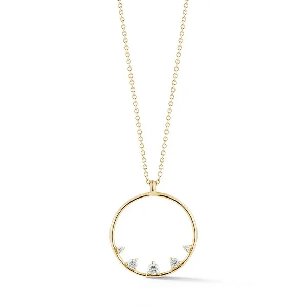 14k Yellow Gold & Diamond Circle Pendant Necklace Wallach Jewelry Designs Larchmont, NY
