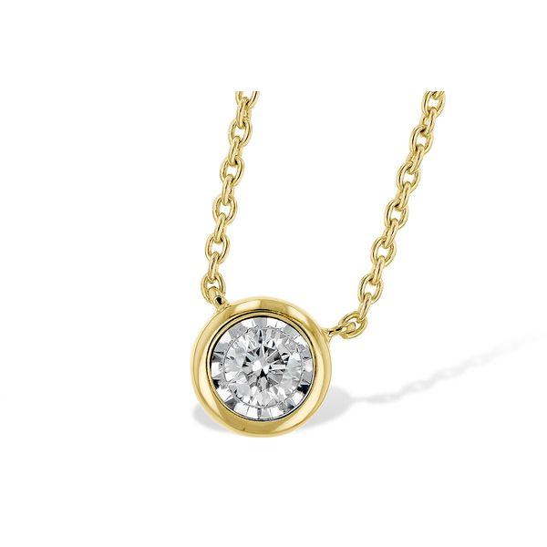 14k Yellow Gold Diamond in a Bezel Necklace Wallach Jewelry Designs Larchmont, NY