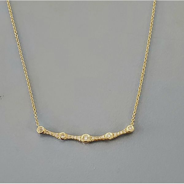 14k Yellow Gold & Diamond Curved Bar Necklace Wallach Jewelry Designs Larchmont, NY