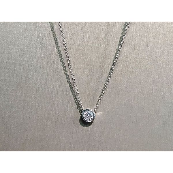 14k White Gold Diamond in a Bezel Necklace Image 2 Wallach Jewelry Designs Larchmont, NY