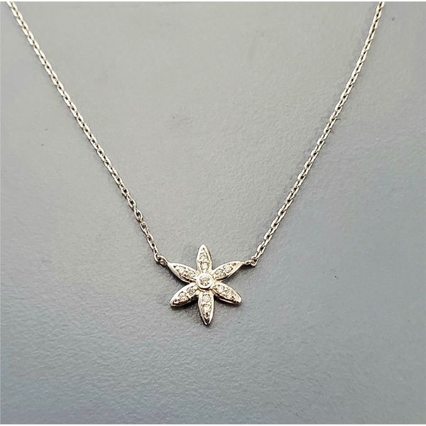 14k White Gold & Diamond Flower Necklace Wallach Jewelry Designs Larchmont, NY