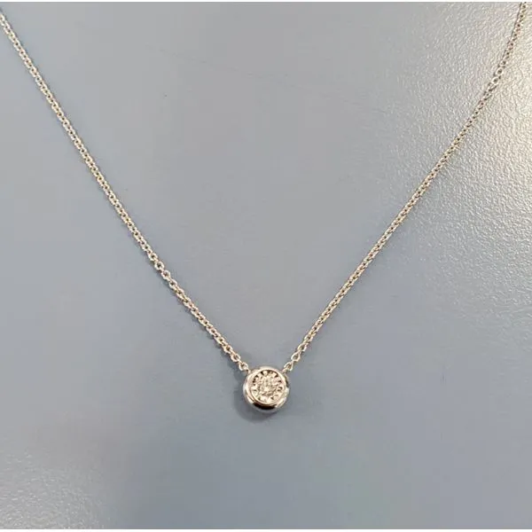 14k White Gold Necklace w/.07ct Diamond in a Bezel Wallach Jewelry Designs Larchmont, NY