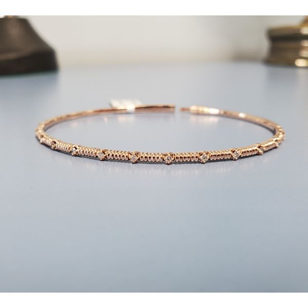 Rose Gold & Diamond Flexi Bangle Bracelet Image 3 Wallach Jewelry Designs Larchmont, NY