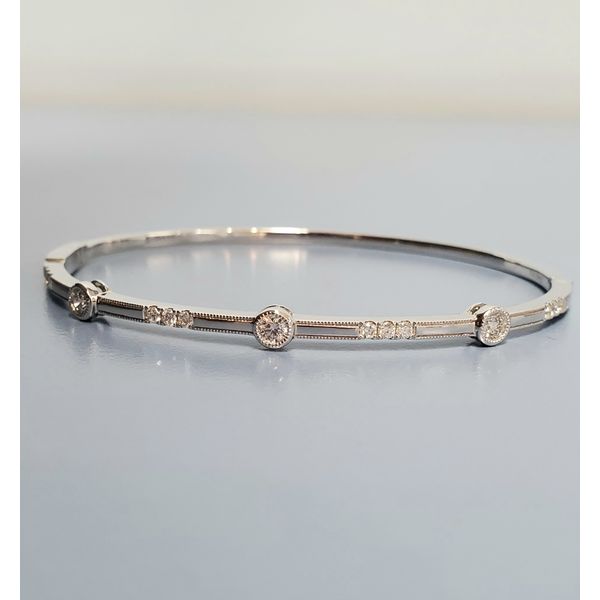 18k White Gold & Diamond Bangle Bracelet Wallach Jewelry Designs Larchmont, NY