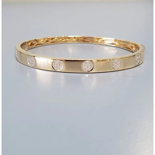 Gold Bangle Bracelet w/Pave Diamond Circles Wallach Jewelry Designs Larchmont, NY
