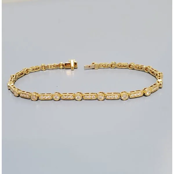 18k Yellow Gold & Diamond Antique Style Bracelet Wallach Jewelry Designs Larchmont, NY