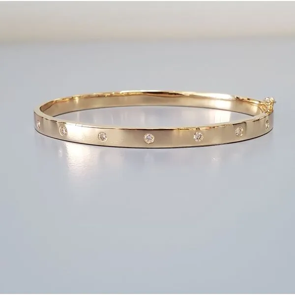14k Yellow Gold Bangle w/7 Diamonds Wallach Jewelry Designs Larchmont, NY