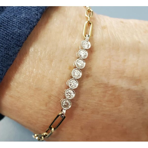 14k Two Tone Paperclip Link Bracelet w/Diamonds Wallach Jewelry Designs Larchmont, NY