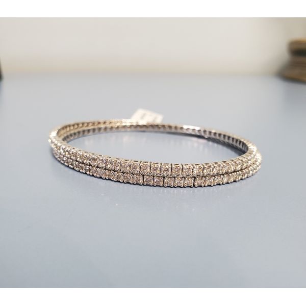 Flexible 14k White Gold & 4ctw Diamond Bracelet Image 2 Wallach Jewelry Designs Larchmont, NY