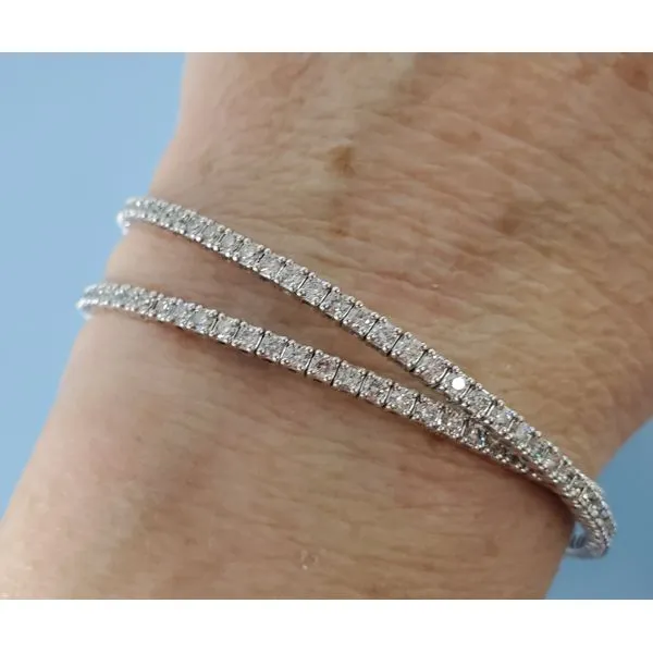 Flexible 14k White Gold & 4ctw Diamond Bracelet Wallach Jewelry Designs Larchmont, NY