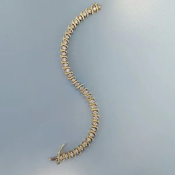 14k Yellow Gold S-style Tennis Bracelet Wallach Jewelry Designs Larchmont, NY