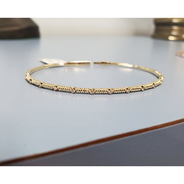 14kYellow Gold & Diamond Flexible Bangle Bracelet Image 3 Wallach Jewelry Designs Larchmont, NY