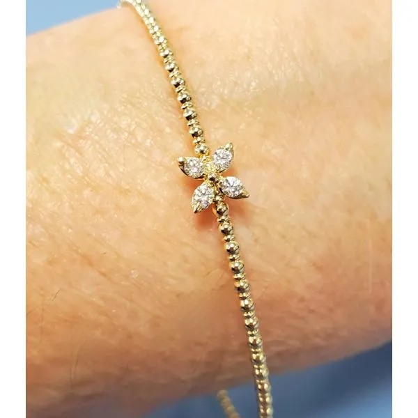 14k Yellow Gold Flexible Bangle Bracelet w/Diamonds Image 2 Wallach Jewelry Designs Larchmont, NY