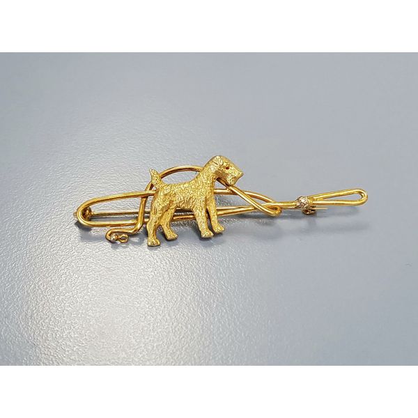 14k Gold Dog with Leash Pin/Brooch Wallach Jewelry Designs Larchmont, NY