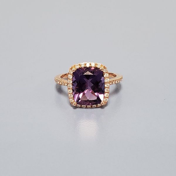 14k Rose Gold Ring w/Amethyst Center & Diamonds Wallach Jewelry Designs Larchmont, NY