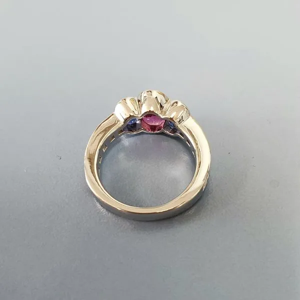 Platinum Oval Sapphires Ring w/Princess Cut Diamonds Image 2 Wallach Jewelry Designs Larchmont, NY