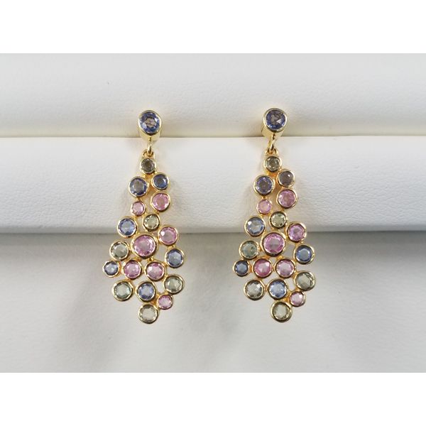 Natural Pastel Sapphires Drop Earrings Wallach Jewelry Designs Larchmont, NY