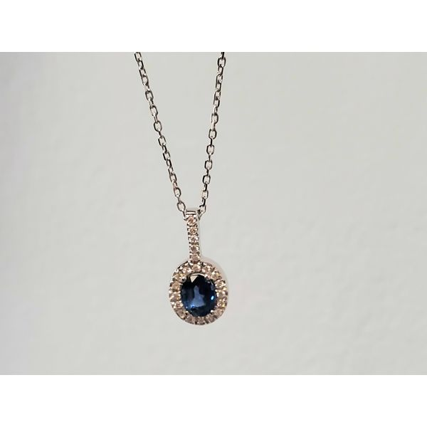 White Gold, Diamond & Sapphire Pendant Necklace Wallach Jewelry Designs Larchmont, NY
