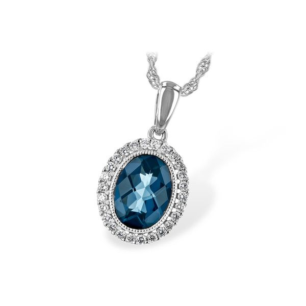 London Blue Topaz & Diamond Pendant Necklace Wallach Jewelry Designs Larchmont, NY