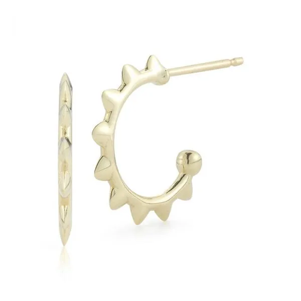 14k Yellow Gold Small Hoop Earrings w/ Spikes Wallach Jewelry Designs Larchmont, NY