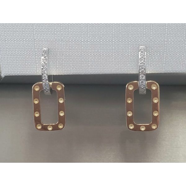 14k Two Tone Drop Earrings w/CZs Wallach Jewelry Designs Larchmont, NY