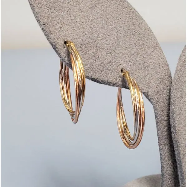 9k TriColor Gold Oval Hoop Earrings Wallach Jewelry Designs Larchmont, NY