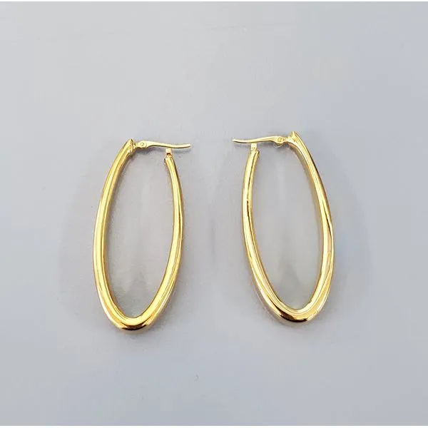 14k Yellow Gold Long Oval Hoop Earrings Wallach Jewelry Designs Larchmont, NY