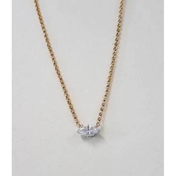 14k Yellow Gold Necklace w/Marquise CZ Center Wallach Jewelry Designs Larchmont, NY